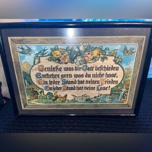 Vintage Mid‎ Century German Framed Poem